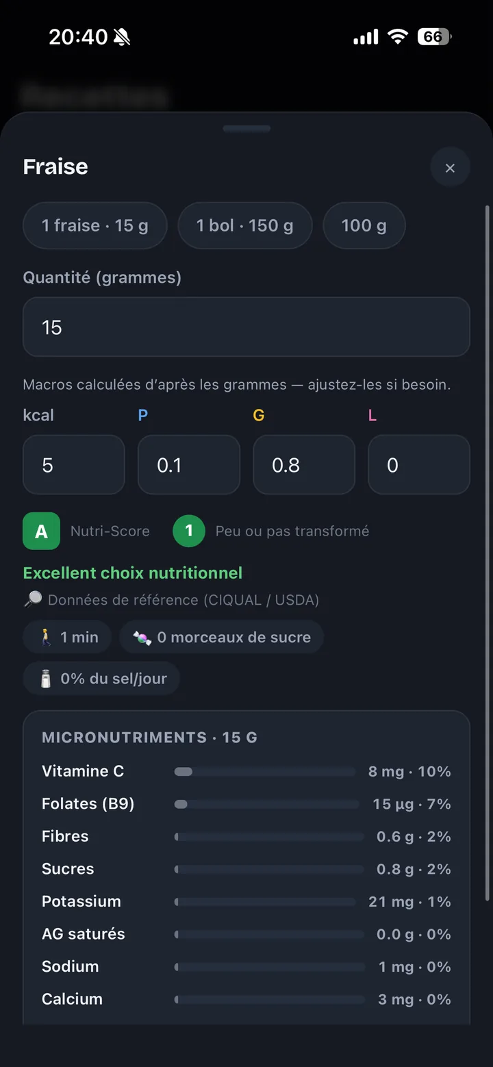 Fiche aliment Radish : Nutri-Score A et micronutriments détaillés